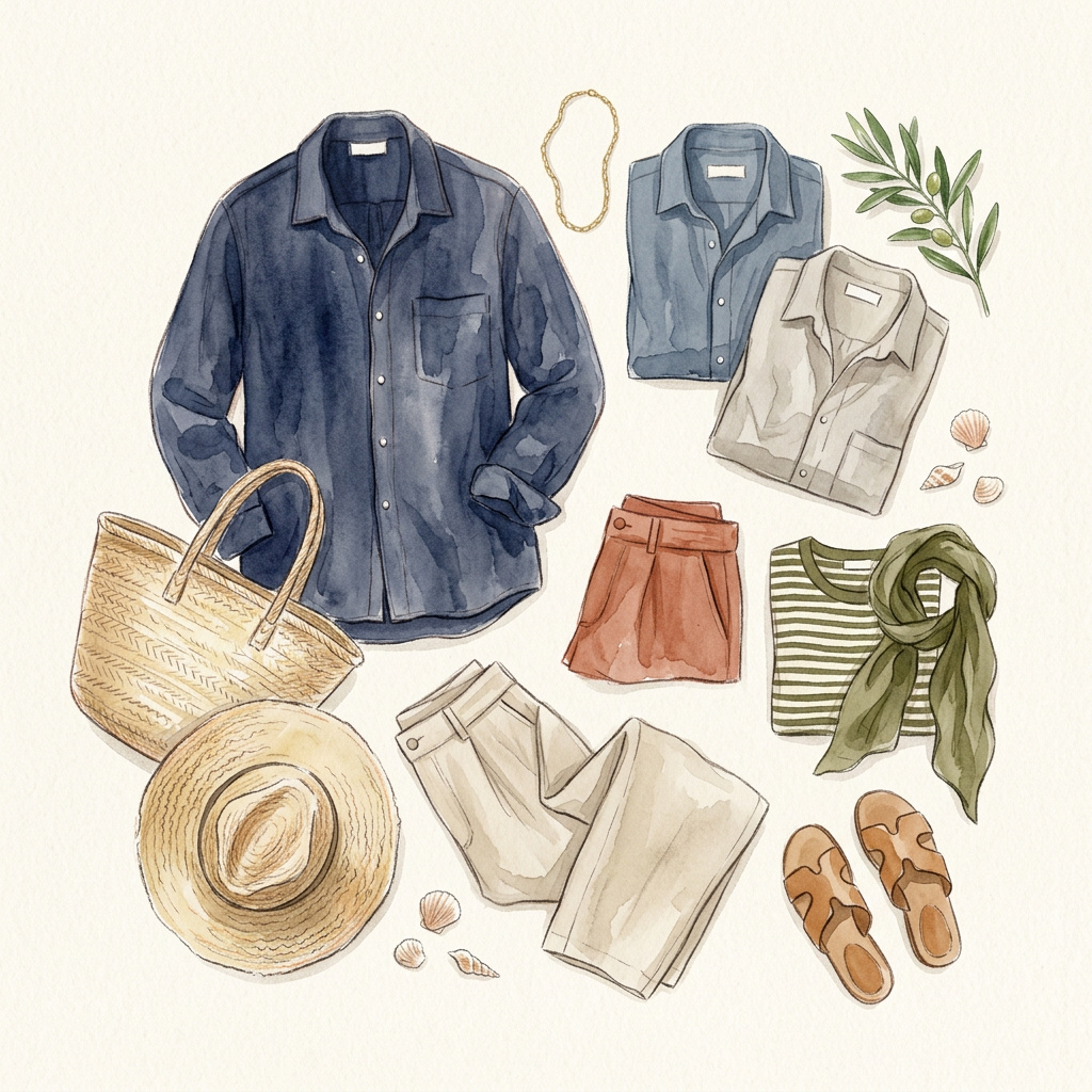 A men's watercolor capsule wardrobe